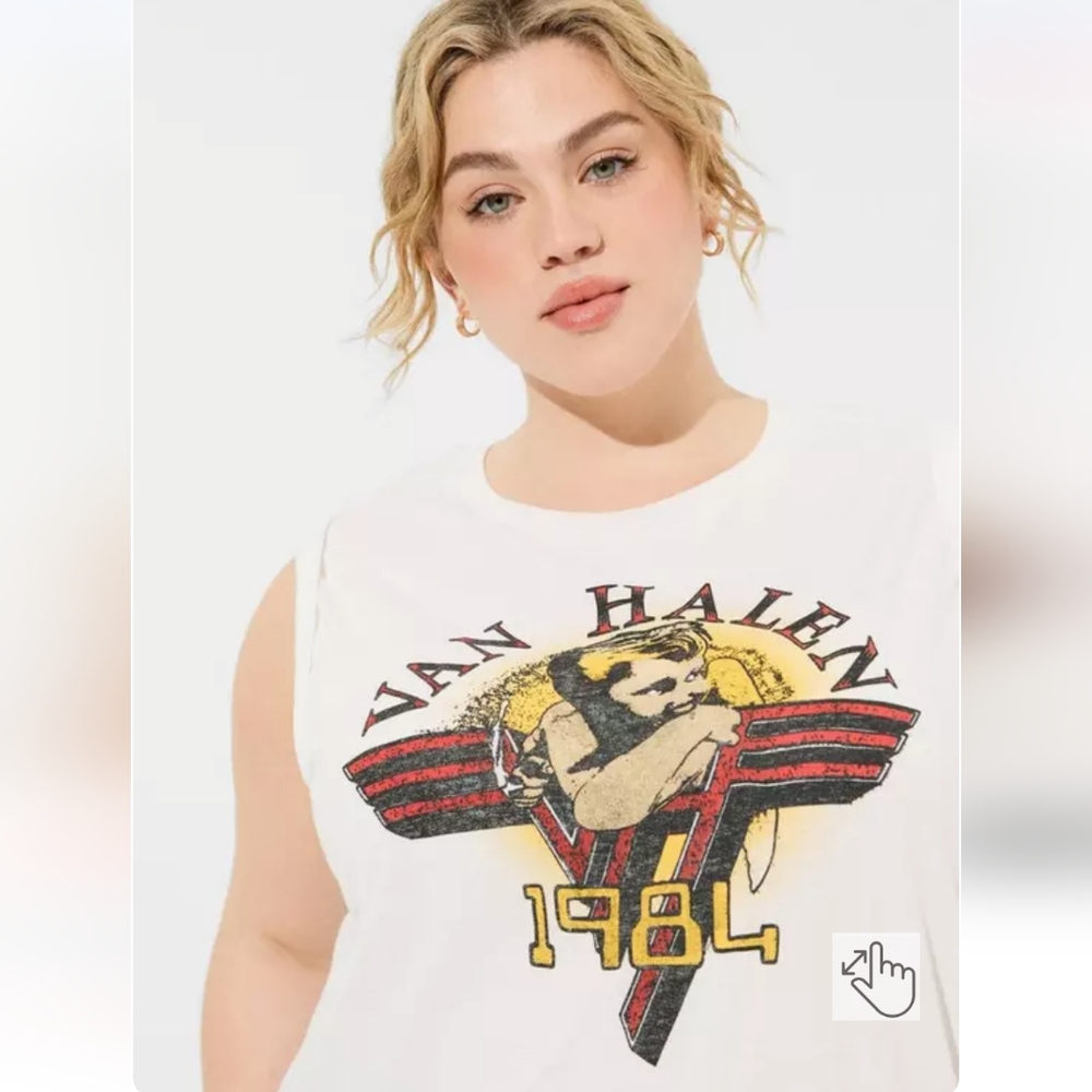 Torrid White Van Halen "1984" Retro Rock Graphic Sleeveless Tee NWT Size 2X - Picture 2 of 8